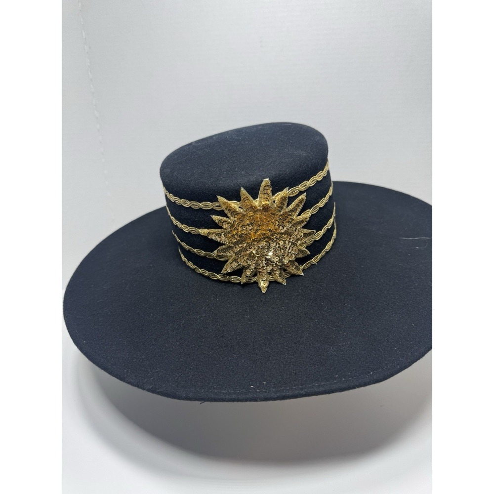 Vintage Black Miss Bierner Michael Howard‎ 100% Wool Ladies Hat, U.S.A.
